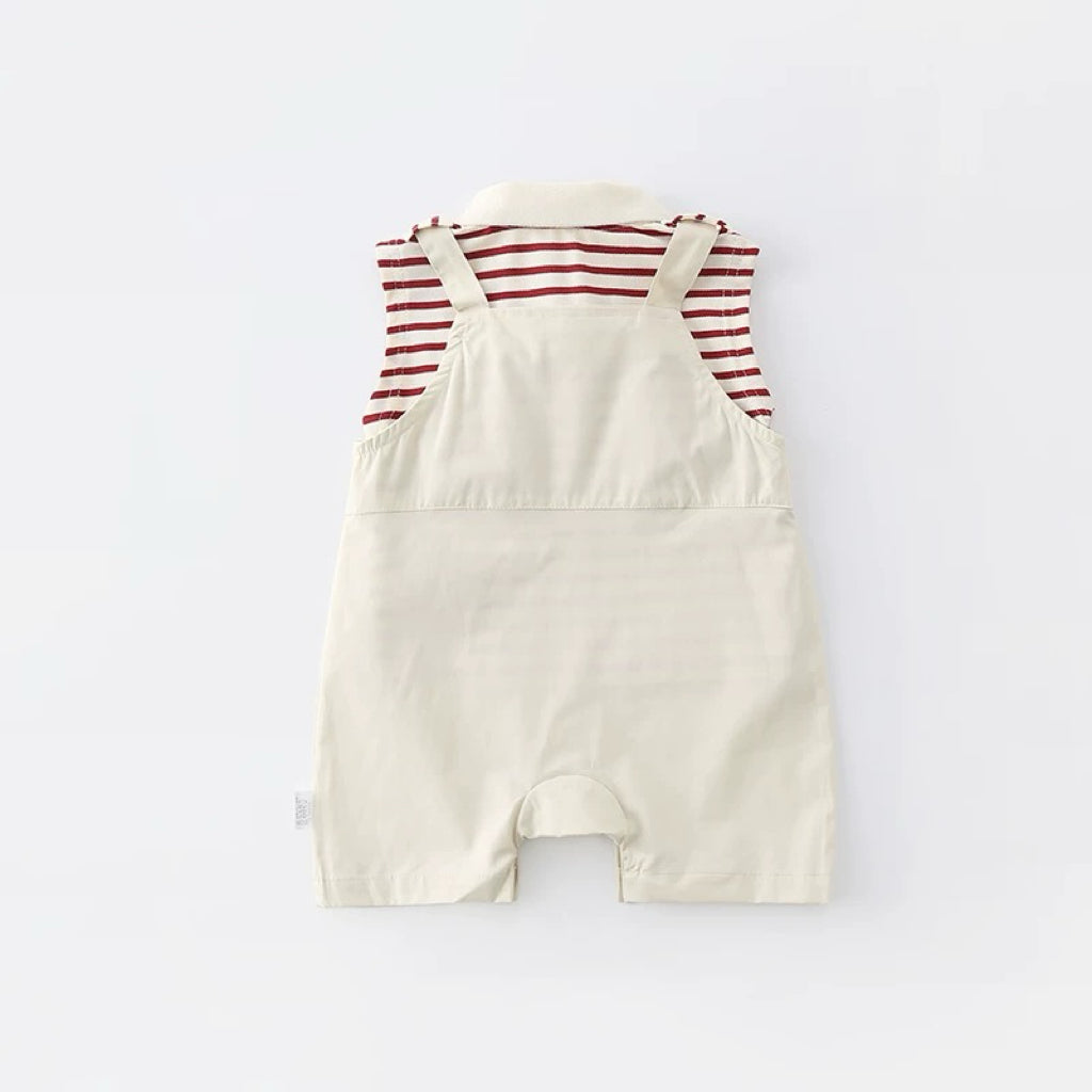 2 Pcs Red Striped Jumpsuit