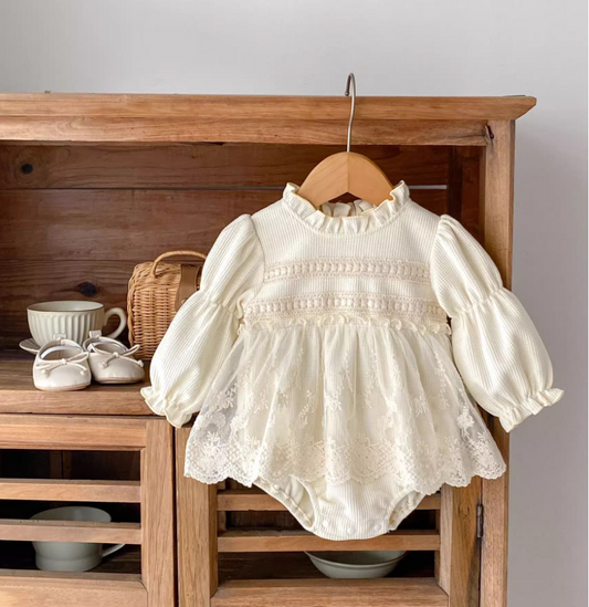 Cream Lace Bodysuit Dress