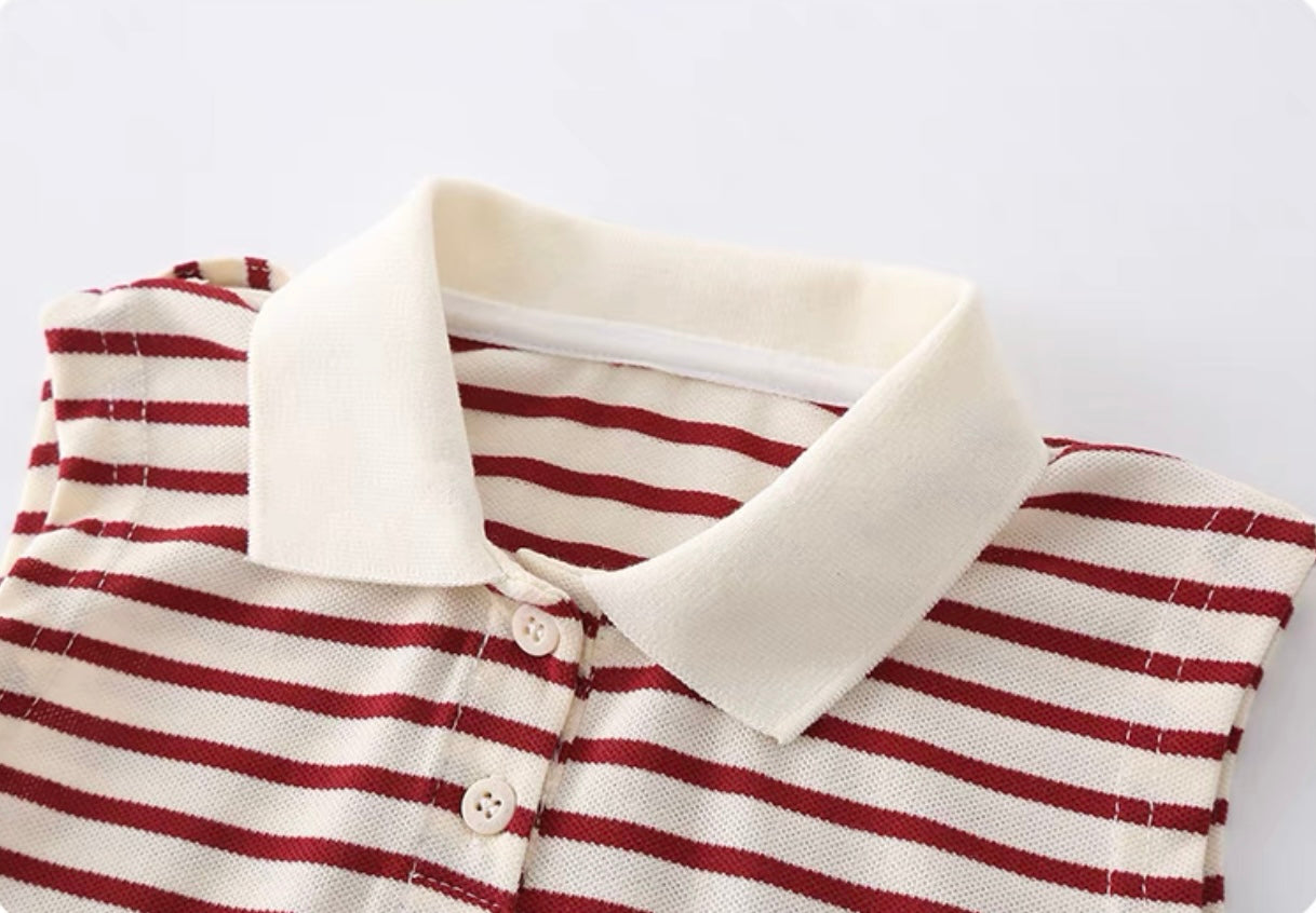 2 Pcs Red Striped Jumpsuit